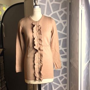Ruffle front cashmere cardigan/ mini dress